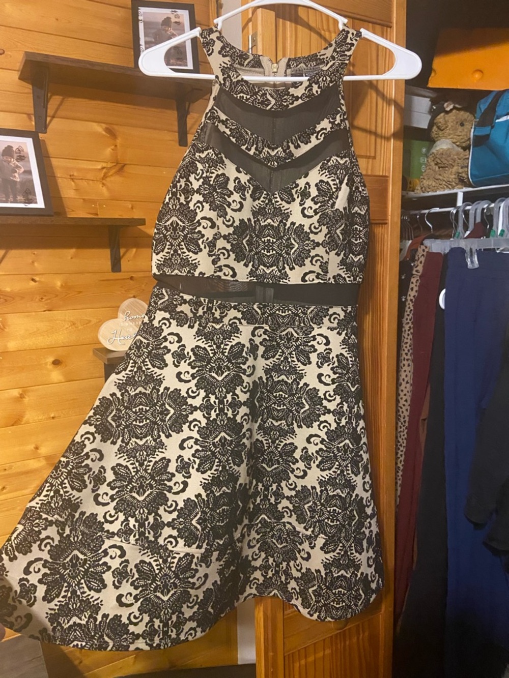 Windsor Black and Cream Lace-Style Fit & Flare Girls Dress